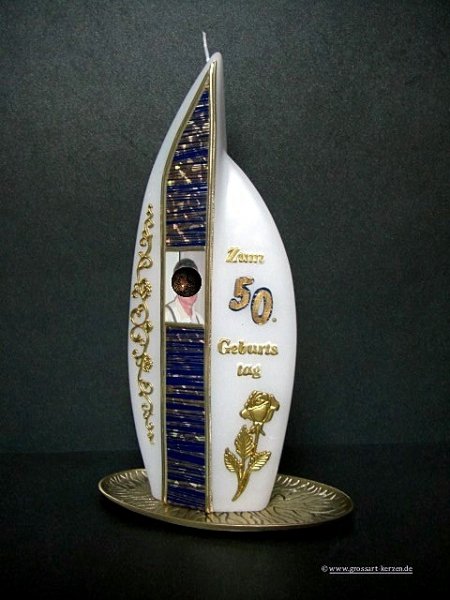 Geburtstagskerze / Fotokerze "Zum 50. Geburtstag"